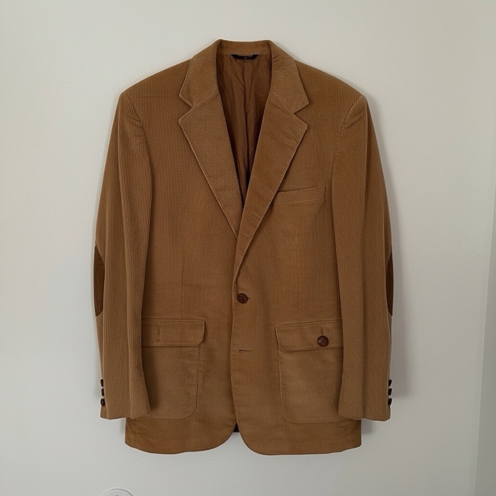 Levis Corduroy‎ Sport Coat Blazer Mens 42R Tan Jacket Elbow Patches USA Casual